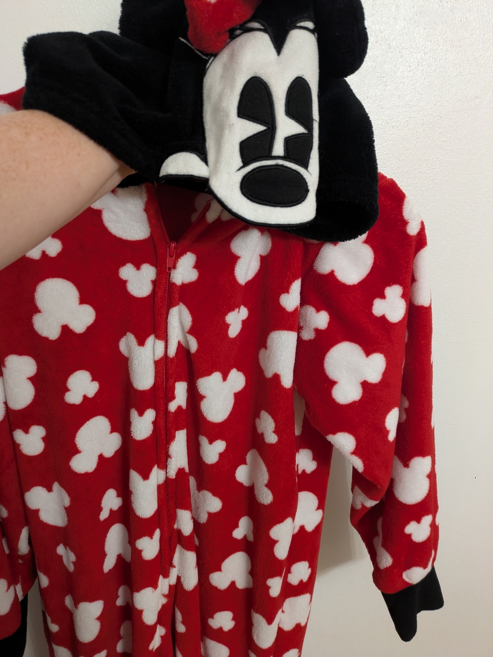 Disney Red and White Mickey Fleece Hooded Onesie